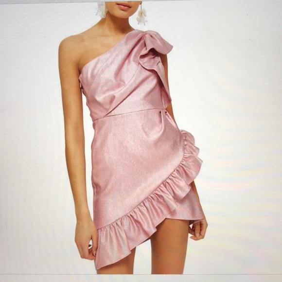 topshop pink metallic dress